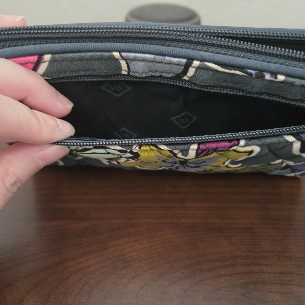 Vera Bradley Falling Flowers RFID Front Zip Wristlet Wallet Clutch 7.75 X 5